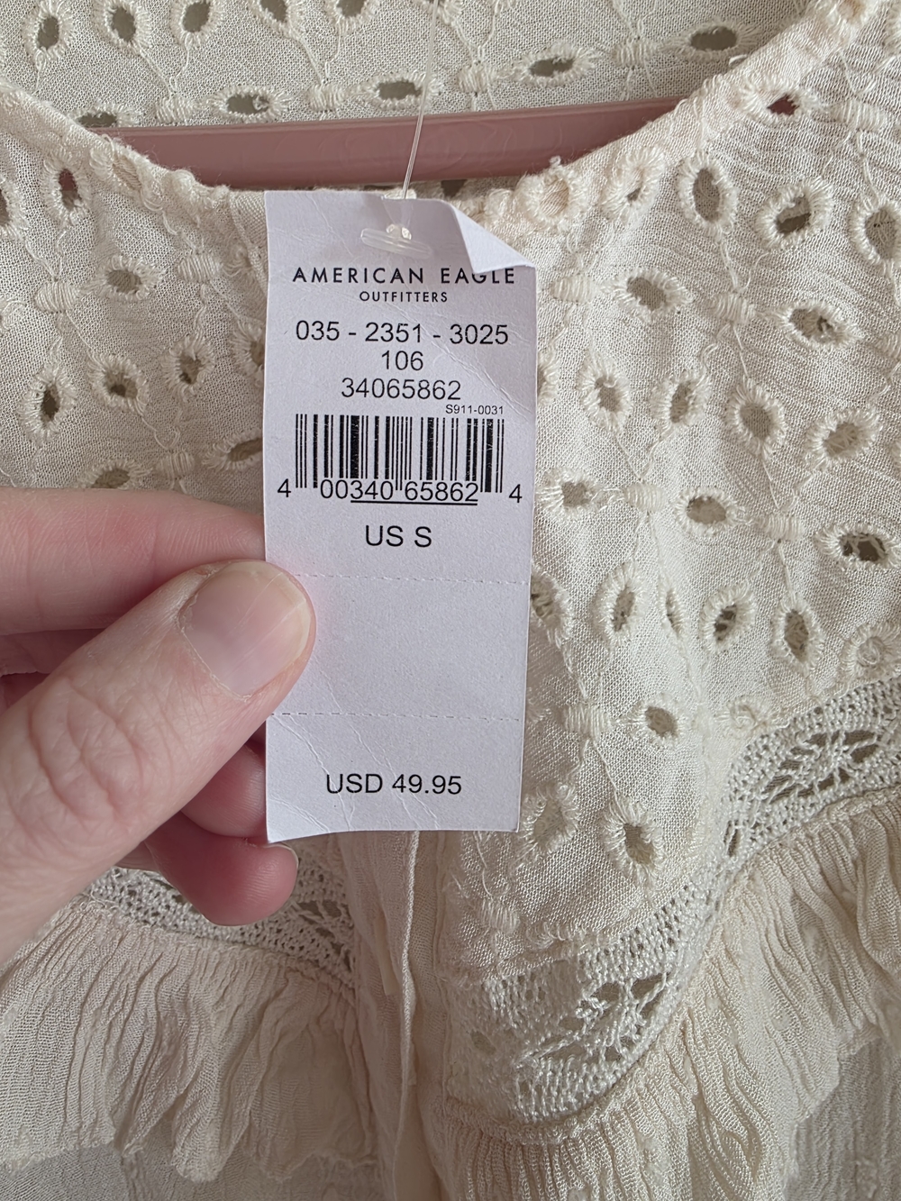 American Eagle Outfitters Peasant Eyelet Button-Front Blouse SZ SMALL NEW BOHO - Picture 6 of 11